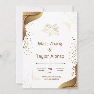 Elegant White and Gold Wedding Invitation