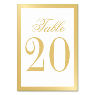 Elegant White and Gold Wedding Table Number