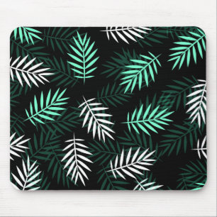 Elegant White and Green Palm Leaves   Mousepad