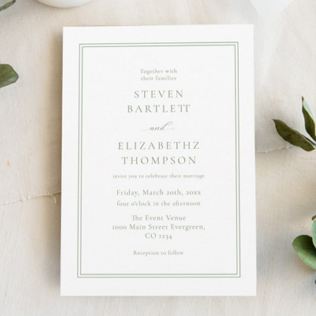 Elegant White and Green Wedding  Invitation (Creator Uploaded)