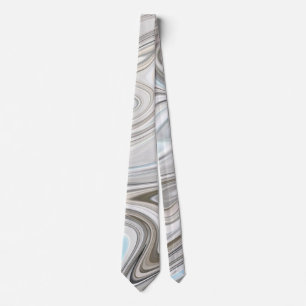 Elegant White And Grey Faux Marble Pattern Tie