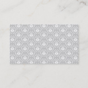 Elegant White and Grey Pattern. Damask. Business Card