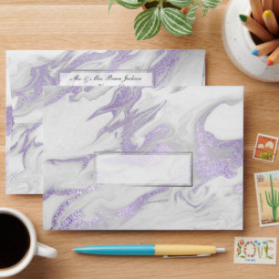 Elegant White and Lavender Marble Envelope