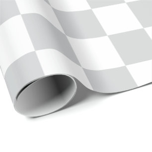 Elegant White and Light Grey Chequerboard  Wrapping Paper