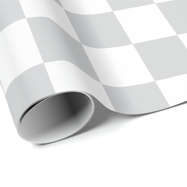 Elegant White and Light Grey Chequerboard  Wrapping Paper (Roll Corner)