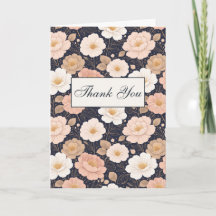 Elegant White and Muted Pink Flowers on Dark Navy