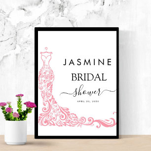 Elegant White and pink  Bridal Shower  Poster