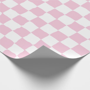 Elegant White and Pink Checkerboard Painting Wrapping Paper