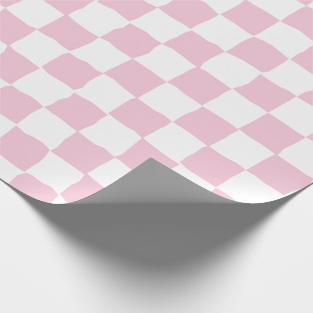 Elegant White and Pink Chequerboard Painting Wrapping Paper (Corner)