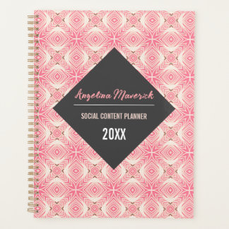 Elegant White and Pink Flowers Pattern Planner