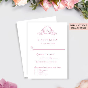 Elegant White and Pink Monogram RSVP