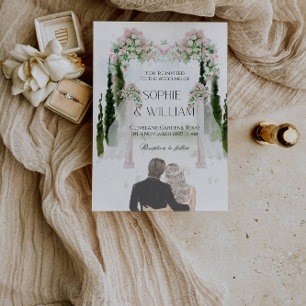 Elegant White and Pink Roses Wedding Party Invitation