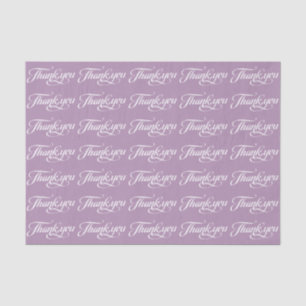 Elegant White And Plum Purple Thank You Pattern Tissue Paper
