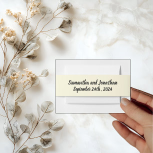  Elegant White and Purple Flowers on Marble Invitation Belly Band