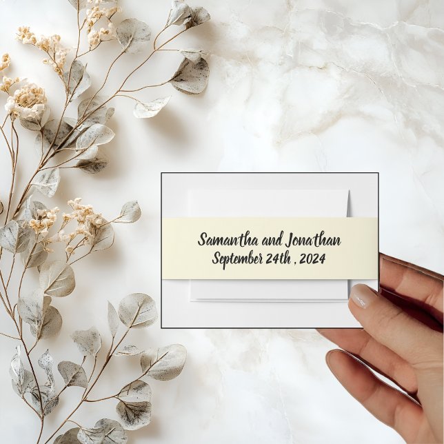  Elegant White and Purple Flowers on Marble Invitation Belly Band (Creator Uploaded)