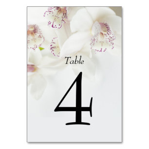 Elegant White and Purple Orchids Wedding Table Number