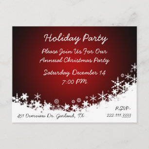 Elegant White and Red Christmas Party Invitation