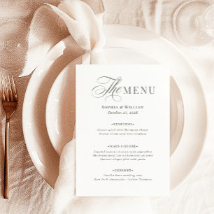 Elegant White and Sage Green   Classic Luxe  Menu