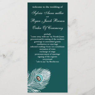 Elegant white and teal peacock programs