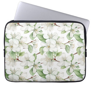 Elegant White Apple Blossom Laptop Sleeve