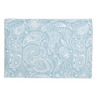 Elegant White & Baby Blue Floral Paisley Pattern