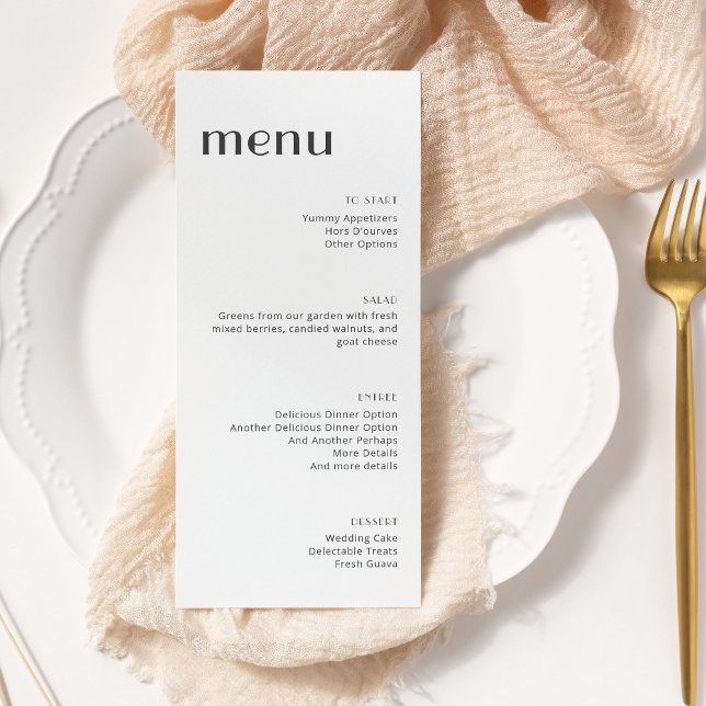 Elegant White Background Art Deco Tall Dinner Menu (Creator Uploaded)
