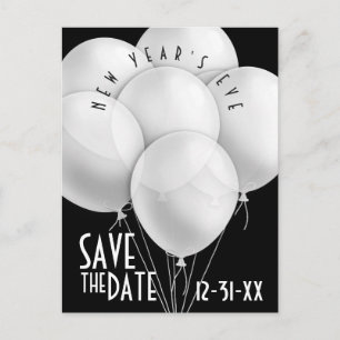 Elegant White Balloons New Year Party Invitation Postcard