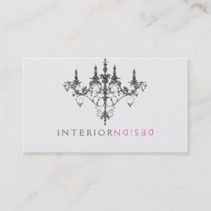 Elegant White & Black Chandelier Interior Design Business Card
