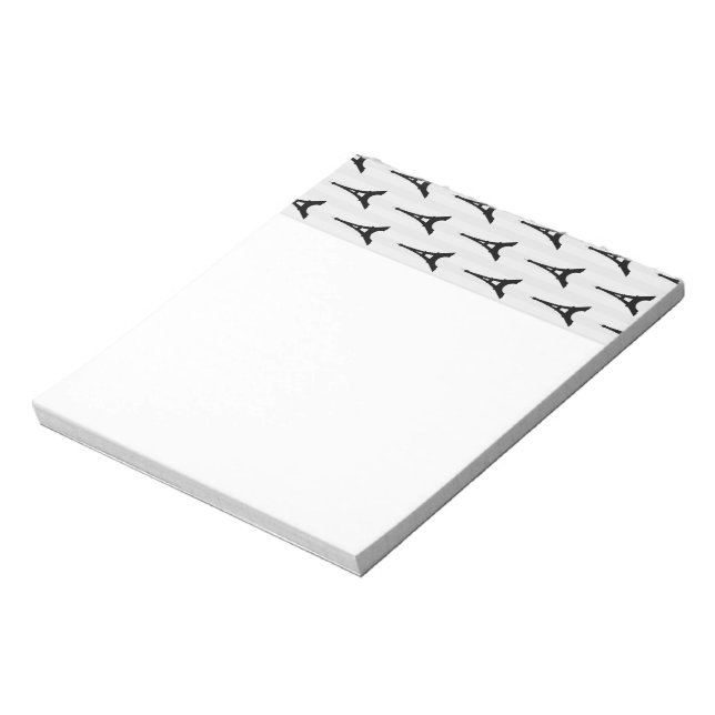 Elegant White Black Eiffel Tower France Vertical Notepad (Rotated)