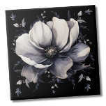 Elegant White Black Floral Ceramic Tile<br><div class="desc">Cute and simple modern black and white floral tile design. A classic but whimsical look with black, grey and cream coloured flowers. You can even change out the background colour to anything you want! I also have some other similar styles in this design. Great for a variety of looks like...</div>