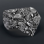 Elegant White & Black Floral Paisley Pattern Tie<br><div class="desc">Elegant white vintage floral damasks pattern over black changeable background colour. Adjustable size of the print and background colour. If you need any help customising any of my designs,  contact ArtOnWear designer. Free text formatting with live help available by request.</div>
