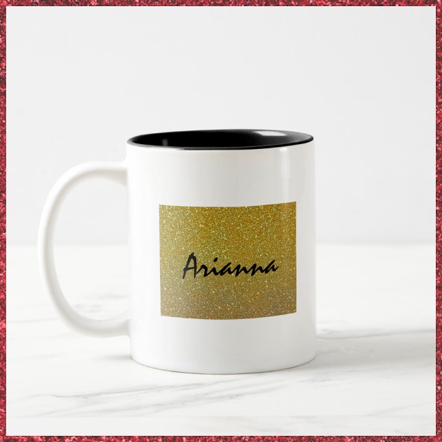 Elegant White & Black Gold Glitter Mug (Creator Uploaded)