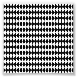 Elegant White Black Harlequin Geometric Rhombuses Photo Print