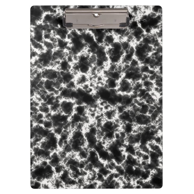 Elegant White Black Marble Clipboard (Front)