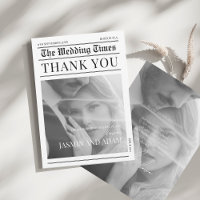 Elegant White Black Newspaper Wedding
