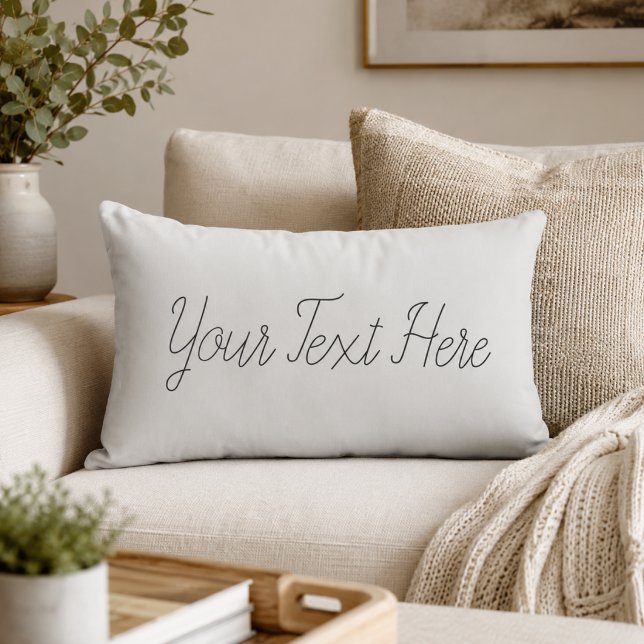 Elegant White Black Script Personalised Text Decor Lumbar Cushion (Creator Uploaded)