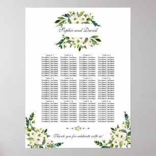 Elegant White Blooming Flowers Seating Chart