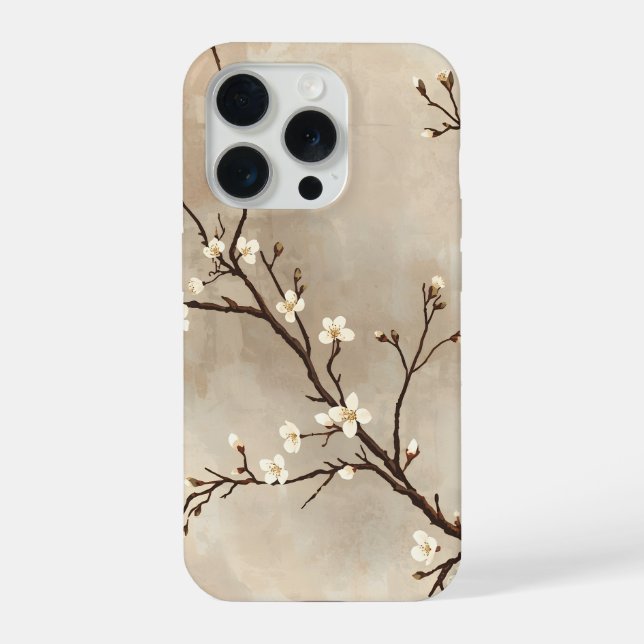 Elegant White Blossom Minimal Branch iPhone Case (Back)