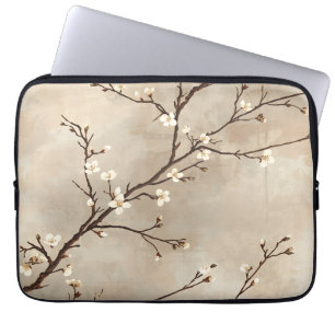 Elegant White Blossom Minimal Branch Laptop Sleeve