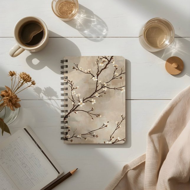 Elegant White Blossom Minimal Branch Notebook (Creator Uploaded)
