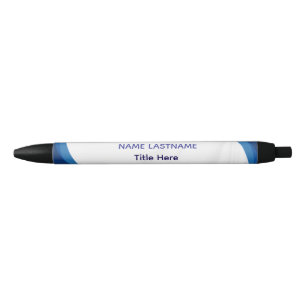 Elegant white & Blue custom name Black Ink Pen