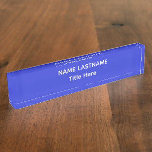 Elegant white & Blue custom name Desk Nameplate