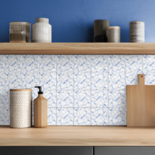 Elegant White & Blue Marble Ceramic Tile