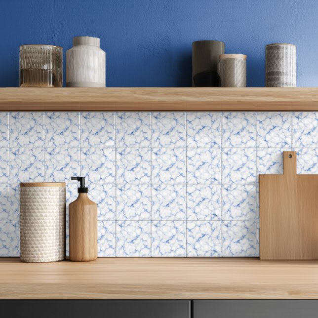 Elegant White & Blue Marble Ceramic Tile (Creator Uploaded)