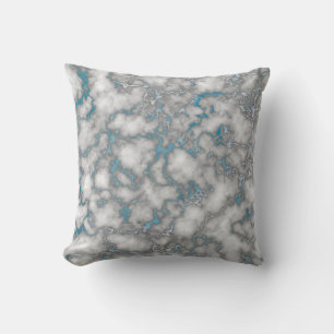 Elegant White Blue Marble Cushion