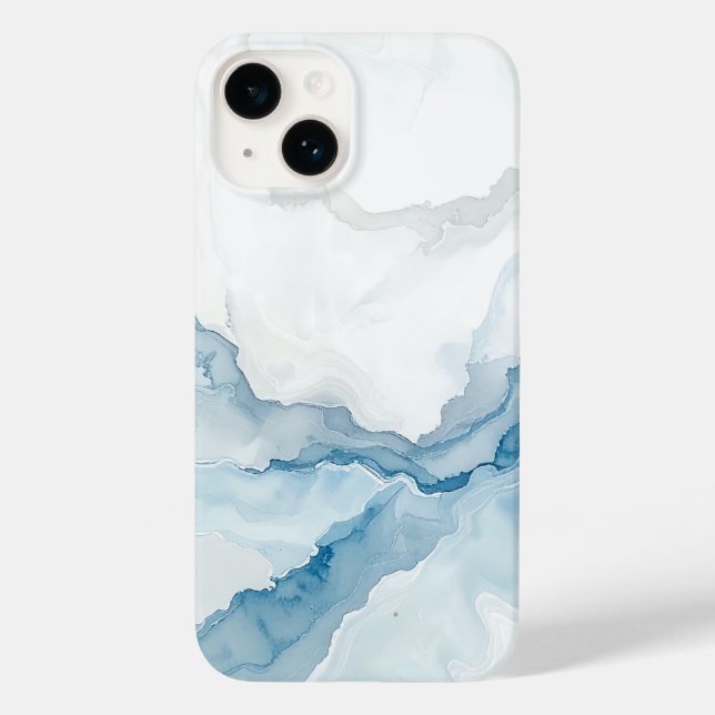 Elegant white & Blue marble Stylish  Case-Mate iPhone Case (Back)