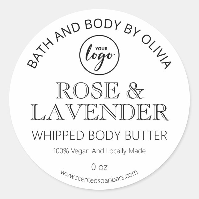Elegant White Body Butter Labels (Front)