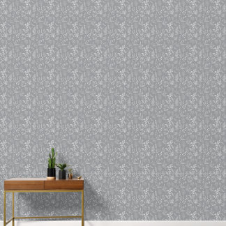 Elegant White Botanical Line Art Customisable Wallpaper