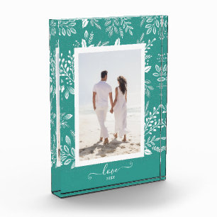Elegant White Botanicals Photo Block