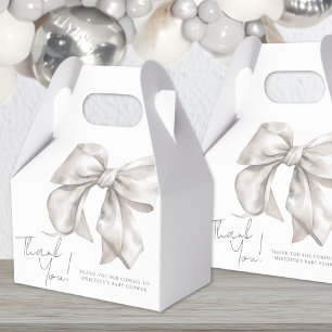 Elegant White Bow Baby Shower Favour Box